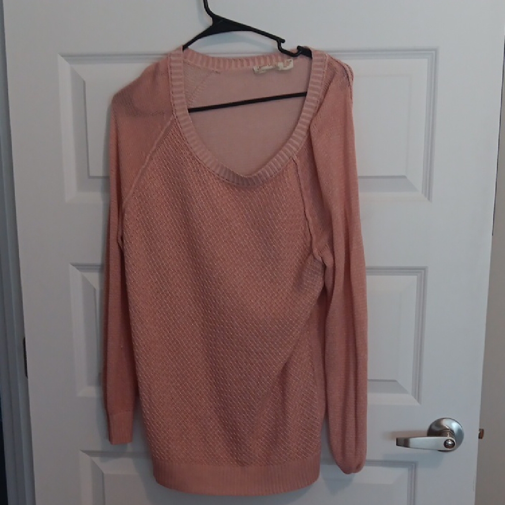Faded Glory Soft Pink V-Neck Knit Sweater